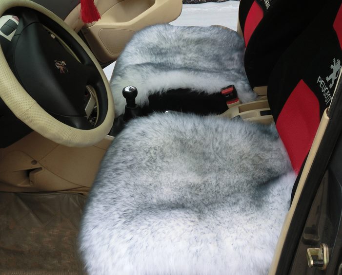 Меховые накидки на сиденья автомобиля без спинки черные (Искуственная  шерсть) Китай